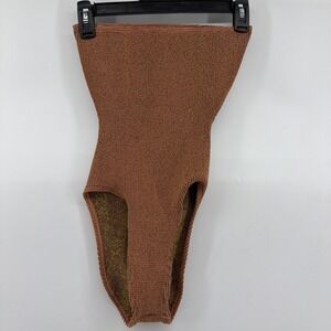 Beach Riot Textured One Piece Swimsuit XS/S Orange Brown Resort Beach Vacation